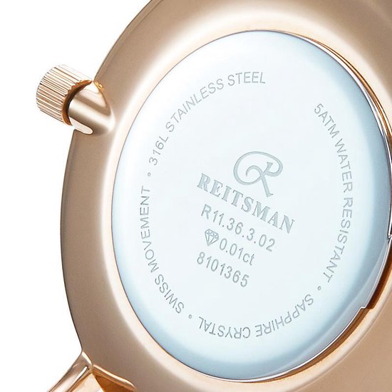 Reitsman Horloge Cadeao Set - Roségouden Horloge, 3 Verwisselbare Bandjes & Bangle - Zwitsers Uurwerk, Saffierglas, Diamant & 5 ATM - Stijlvolle Valentijnscadeau