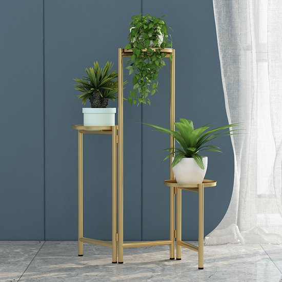 opvouwbare bloemen en plantenrek in Scandinavische stijl -metaal -champagne goud-hoogte 69,5 cm
