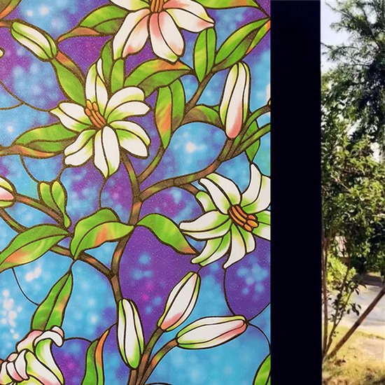 Milieuvriendelijke PVC Glasfolie - Leliebloemen - 90x200 cm