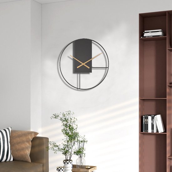 Elegante Minimalistische Metalen Wandklok - Stijlvol & Stil Design - ⌀ 40cm-zwart