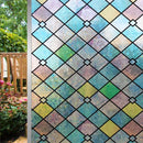 Milieuvriendelijke PVC Glasfolie - Kleurrijk Ruitjespatroon -Zelfklevend- Privacy en UV Bescherming - 90x200 cm