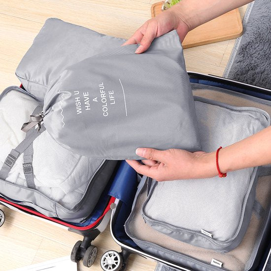 9 delige reisopbergtassenset-Packing Cubes-Bagage organizers- Duurzaamheid en Stijlvol Reizen- grijs