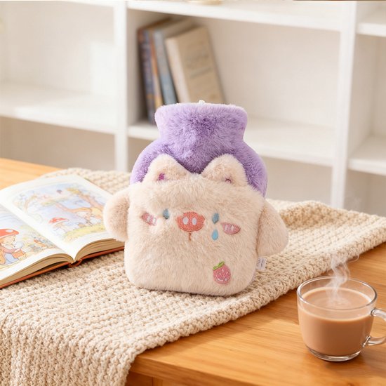 Cartoon Warmwaterkruik met Pluche Hoes - 500 ml - Schattig e