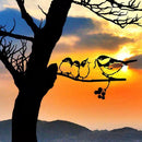 Metalen Vogelfamilie Boomhanger - Duurzame Tuindecoratie