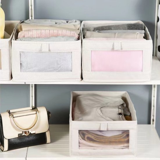 Merkloos: 2 stuks Beige Opbergdoos, Opvouwbaar & Stapelbaar