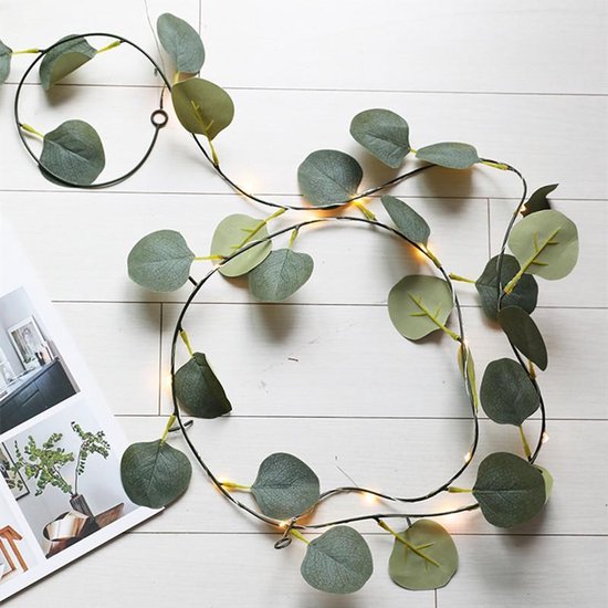 led lichtstring/lichtsnoer eucalyptusbladeren wijnstok licht 10meter 100 lampjes-wekt op batterij