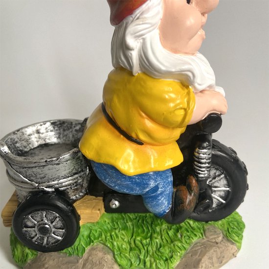 Natuurlijke Vreugde De Magische Kabouter op Zijn Driewieler-Vogelvoederplek 11,8 * 7,5 * 15 cm