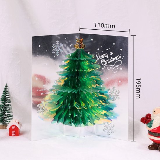 2x 3D Kerstboom Pop-up Kaart - Magische Groet Groen