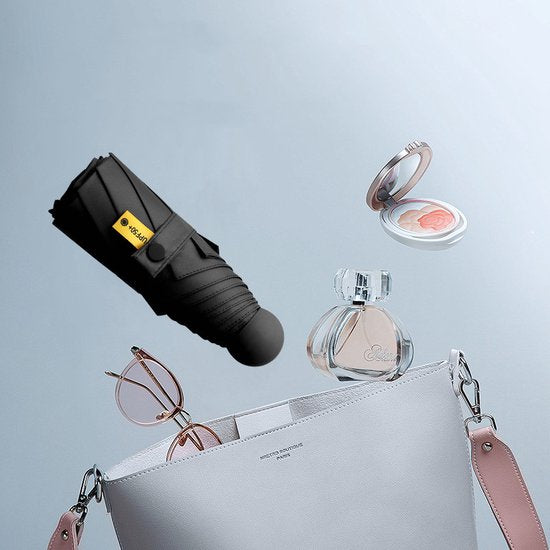 TDR--Opvouwbare Paraplu -Windproof-Zonbescherming Anti-Uv UPF50 + met gratis Reisetui-zwart