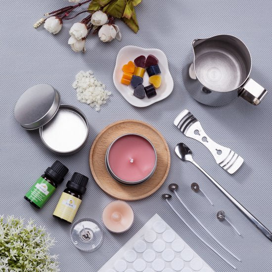 Zelfgemaakte aromatherapie-kaarsenset