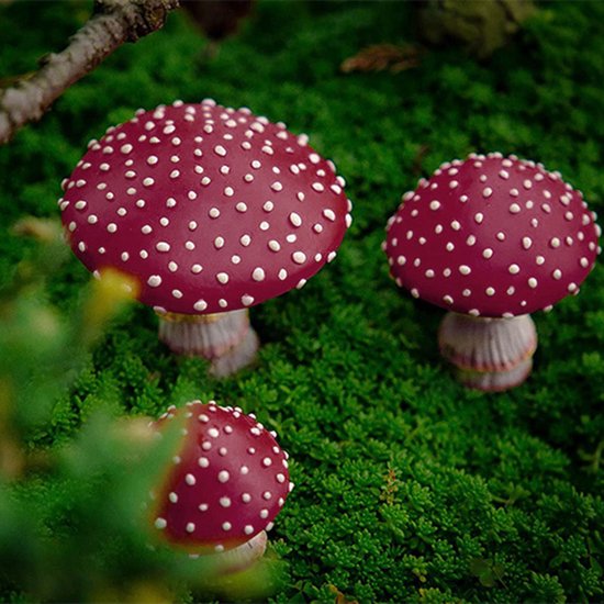 3 delige Betoverende Tuin Paddenstoel Decoratie Set - Glow in the Dark - Realistische en Weerbestendige Tuindecoratie