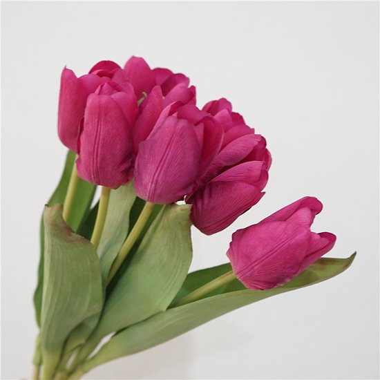 10stuks Prachtige kunst tulp-Realistische Uitstraling - Duurzaam en Onderhoudsvriendelijk- rozerood