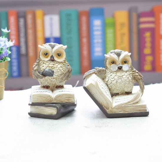 Hars Uil Ornament - Lezende Uil Desktop Decoratie