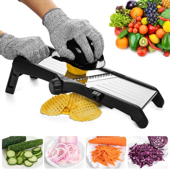 Multifunctionele groentesnijder, roestvrijstalen rasp, groentesnijder + handschoenen + borstel