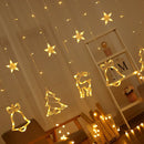 LED Lichtgordijn met Charmante Kerstboom en Belvormige Decoraties- voor een Warme en Feestelijke Leefruimte, 138 Warme LED's