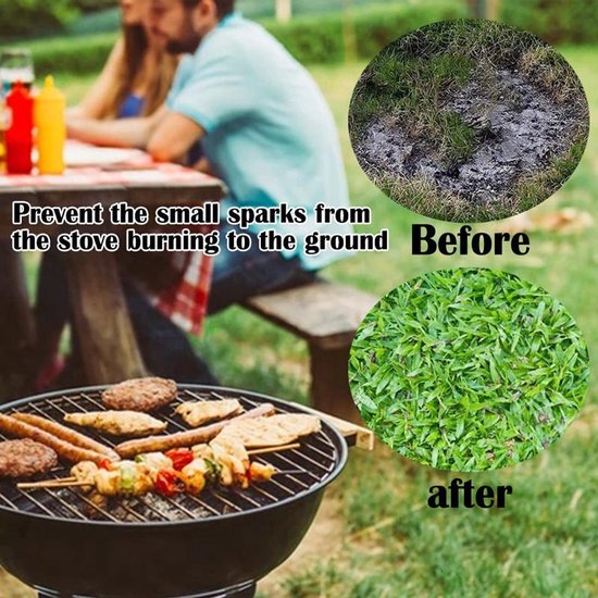 Barbecue vloermat van 100x 150cm Ideale mat voor onder de barbecue - Beschermt je terrastegels of gazon tegen hete kolen en vetvlekken - Grijs