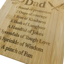 Bamboe Snij- & Serveerplank 'vaderliefde' - Duurzaam met Lasergravure - Ideaal als Borrelplank of Keuken Decor - Ophangbaar - Perfect vaderdag Geschenk - 28x22 cm