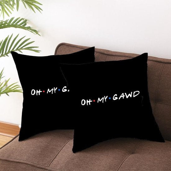 Sierkussensloop - Thema: Friends - Tekst: "OH My Gawd" - 45 x 45 cm - Zwart