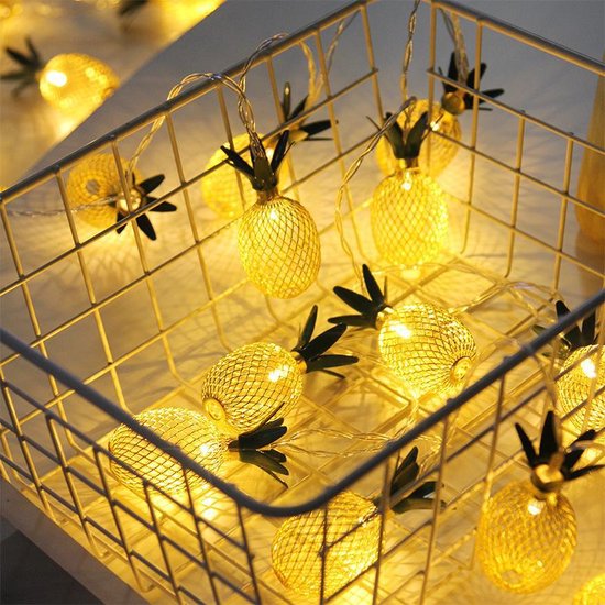 Xtraworks - Lichtslinger - Ananas - 1, 5 meter, 10 lichtpunten-wekt op batterij