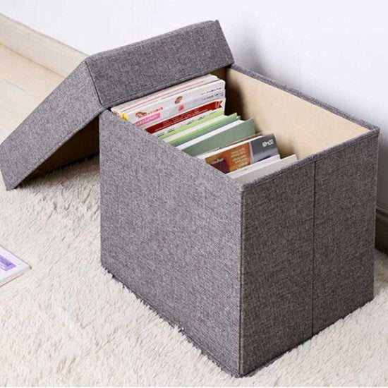 Opvouwbare opbergdoos / voetenbank - 45,5 liter - 37 cm³ - canvas - Perfect voor speelgoed, boeken - lichtgrijs