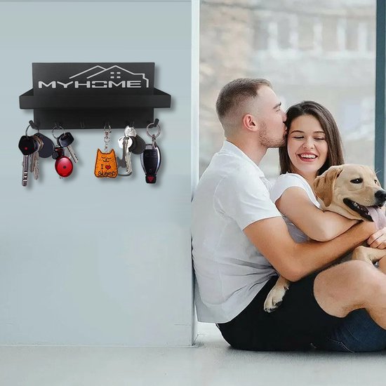 TDR-sleutelrek met plank sleutelbord-Sleutel organizer-zwart