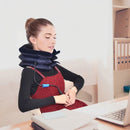Opblaasbaar Nekpijn Kussen – Ergonomisch Nekkussen van Zacht Fleece – Neksteun & Nekstretcher – Verlicht Nek- en Schouderpijn – Blauw