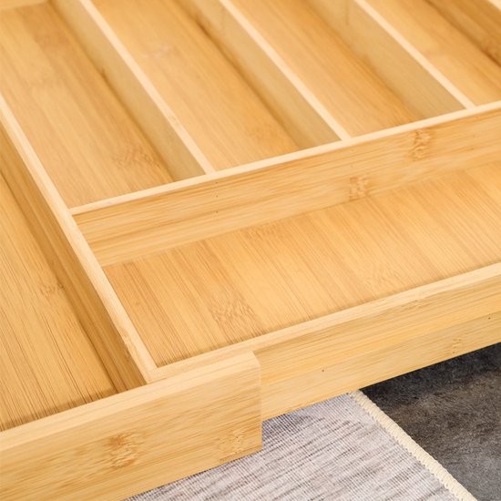 Ruimtebesparende Bamboe Bestekbak - Uitschuifbaar van 5 naar 7 Vakken voor een Georganiseerde Keukenlade - Stijlvolle Keukenorganizer48*37,5*5cm