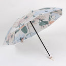 TDR-Opvouwbaar bloem paraplu - Zonbescherming Anti-Uv UPF50 + -Windproof- Stevig paraplu met diameter van 97 cm-blauw met rode rozen