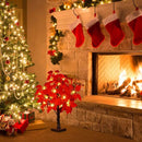 LED Lichtboom met Rode Poinsettia Bladeren - Warme Witte Verlichting - Energiezuinig en Duurzaam Design-58 cm Hoog