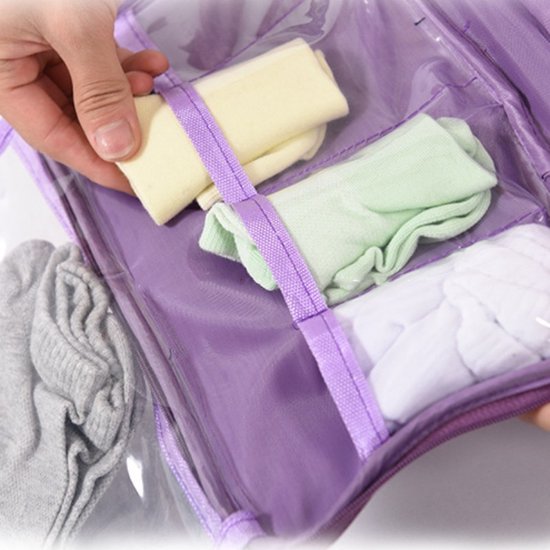 Multifunctionele lingerie/ondergoed tas - make-up tasje-toilettas 27 * 14,5 * 12CM-paars