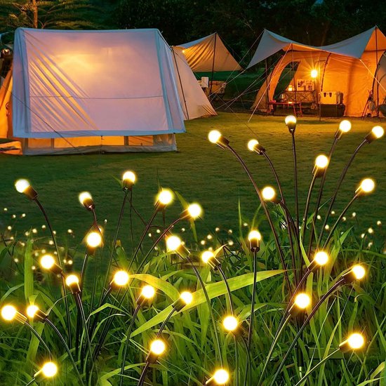 Verlicht Je Tuin met Stijl-LED-tuinlamp op zonne energie vuurvlieg 10 lichts-warm licht-74 cm Hoog