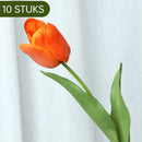 10 stuks Realistische Kunsttulpen Oranje & Rood Duurzaam
