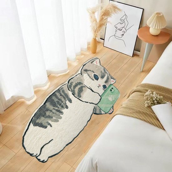 Katvormig Tapijt met Telefoon - Cadeau voor Dierenliefhebber