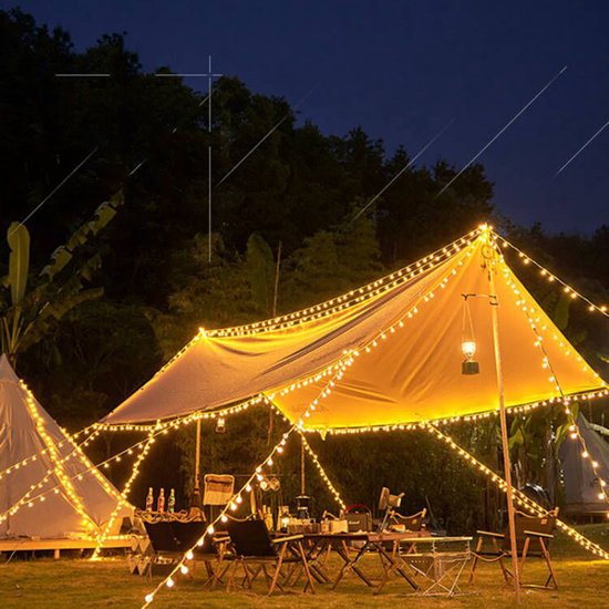 Solar Camping Tent Decoratieve Lamp-Verlichting voor Buiten & Binnen-12 meter 100 LED lichtjes-met 8 verlichtingsmodi