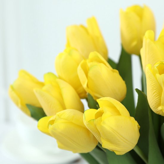 10 stuks kunsttulpen realistisch geel - duurzaam