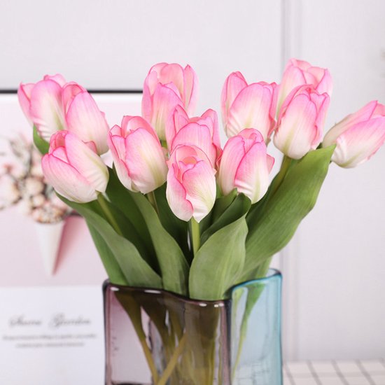 Merkloos 10 Kunst Tulpen Pink - Real & Onderhoudsvriendelijk