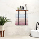 Handdoekrek met Houten Plank - Zwart, Stijlvol & Functioneel