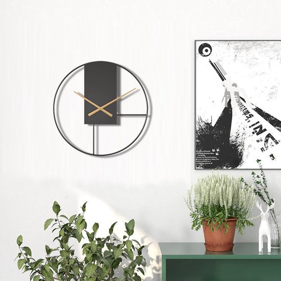 Elegante Minimalistische Metalen Wandklok - Stijlvol & Stil Design - ⌀ 40cm-zwart