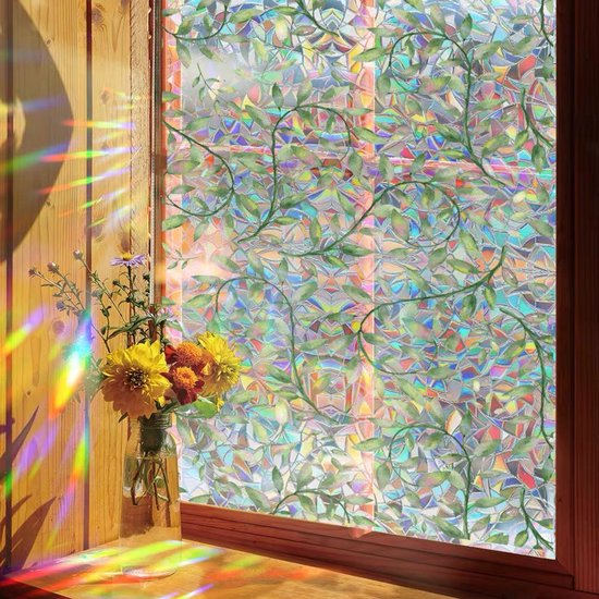 PVC glasfolie 40x100 cm - Bladpatroon, Zelfklevend & Privacy