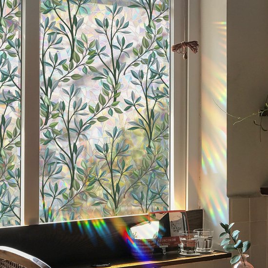 Milieuvriendelijke PVC Glasfolie - Kleurrijk Bladpatroon 40x