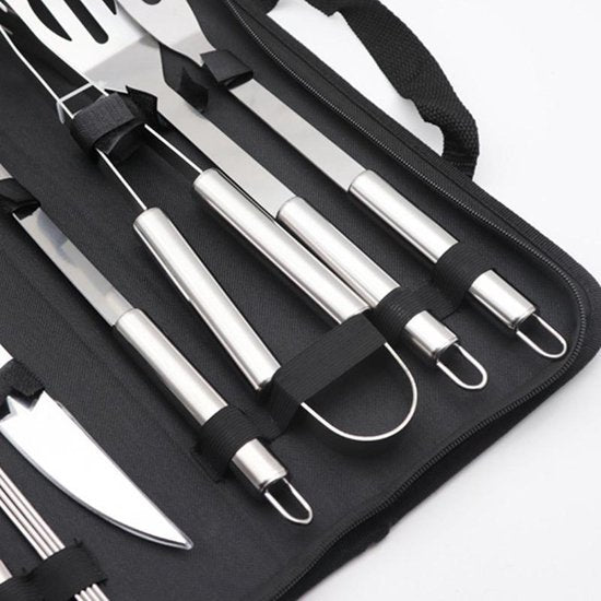 25-delige Roestvrijstalen Barbecue Gereedschapset met Tas