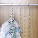 5stuks Ruimtebesparende Kledinghangers met RVS Ketting - 13 Ringen per Ketting voor een Georganiseerde Garderobe-zilver