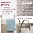 Wasmand Katoen - Opbergmand 52 ltr - Mand Rond met handvaten - Wasbox Opvouwbaar - Speelgoedmand