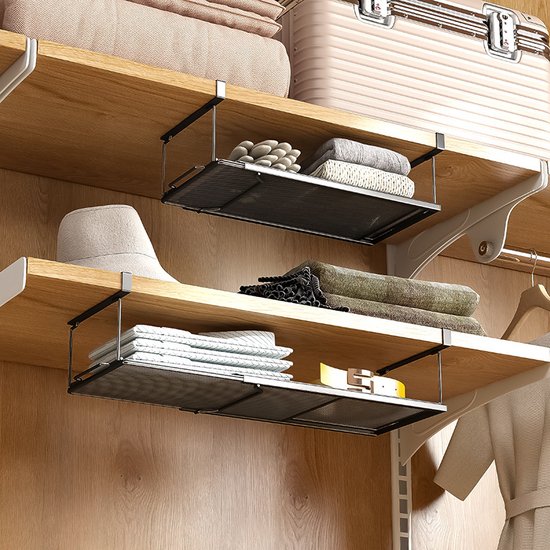 Uittrekbaar Metalen Opbergrek 38-70 cm - Zwart