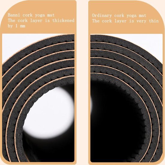 TDR Yoga Mat met Tas - Natuurlijk Kurk & TPE - 183x66 cm