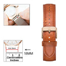 18mm Universele leather Strap light brown/rosegold -Quick Release - Past op Alle Merken met 18mm Aanzetmaat