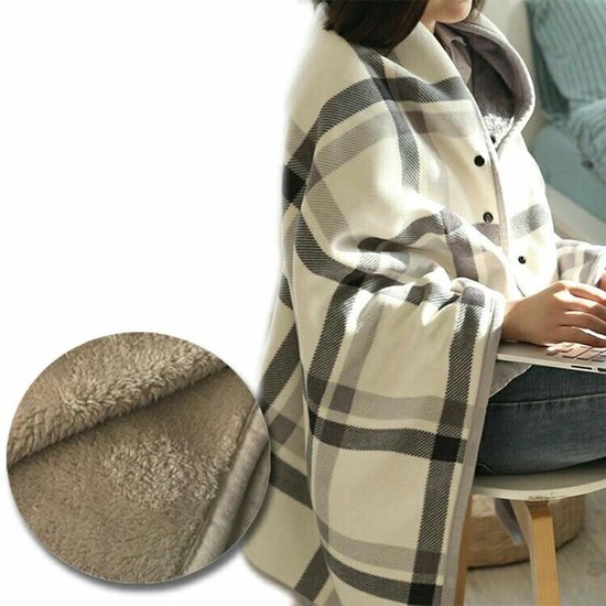 TDR - Multifunctionele warme deken - fleece mantel - super zachte fleecedeken - Sherpa - 80 x 130 cm - Beige