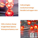 Xtraworks -Valentijnsdag decoratie -Rood Hart Liefde Licht Snoer- Fairy Lights-2 Meter 20 Lichten met Afstandsbediening