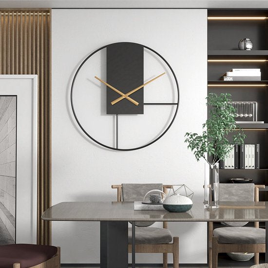 50cm Scandinavische Metalen Wandklok - Zwart/Goud