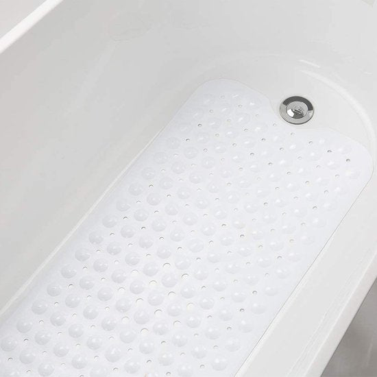 Verlengde PVC Antislip Badmat-Stevige Zuignappen - Duurzaam en Gemakkelijk te Reinigen100*40CM-wit